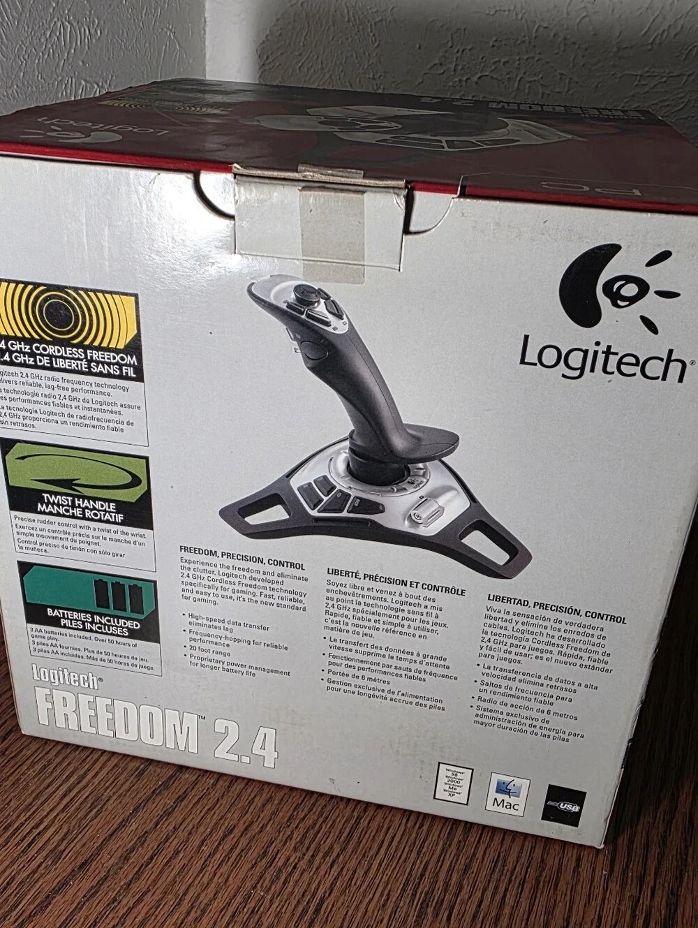 Logitech Freedom RF 2.4 Wingman Cordless Joystick Controller WITH Wire And Box